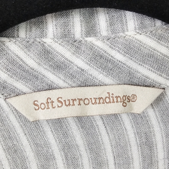 Soft Surroundings Bohemian Striped Floral Pullover Women Collared Shirt Size PXL - Picture 3 of 12